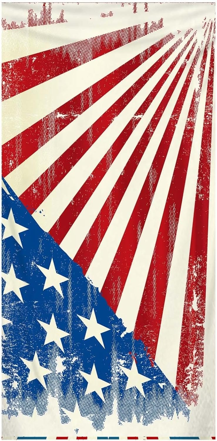 Aufmer American Flag Beach Towel - Lightweight Sandproof 27x55 Inch