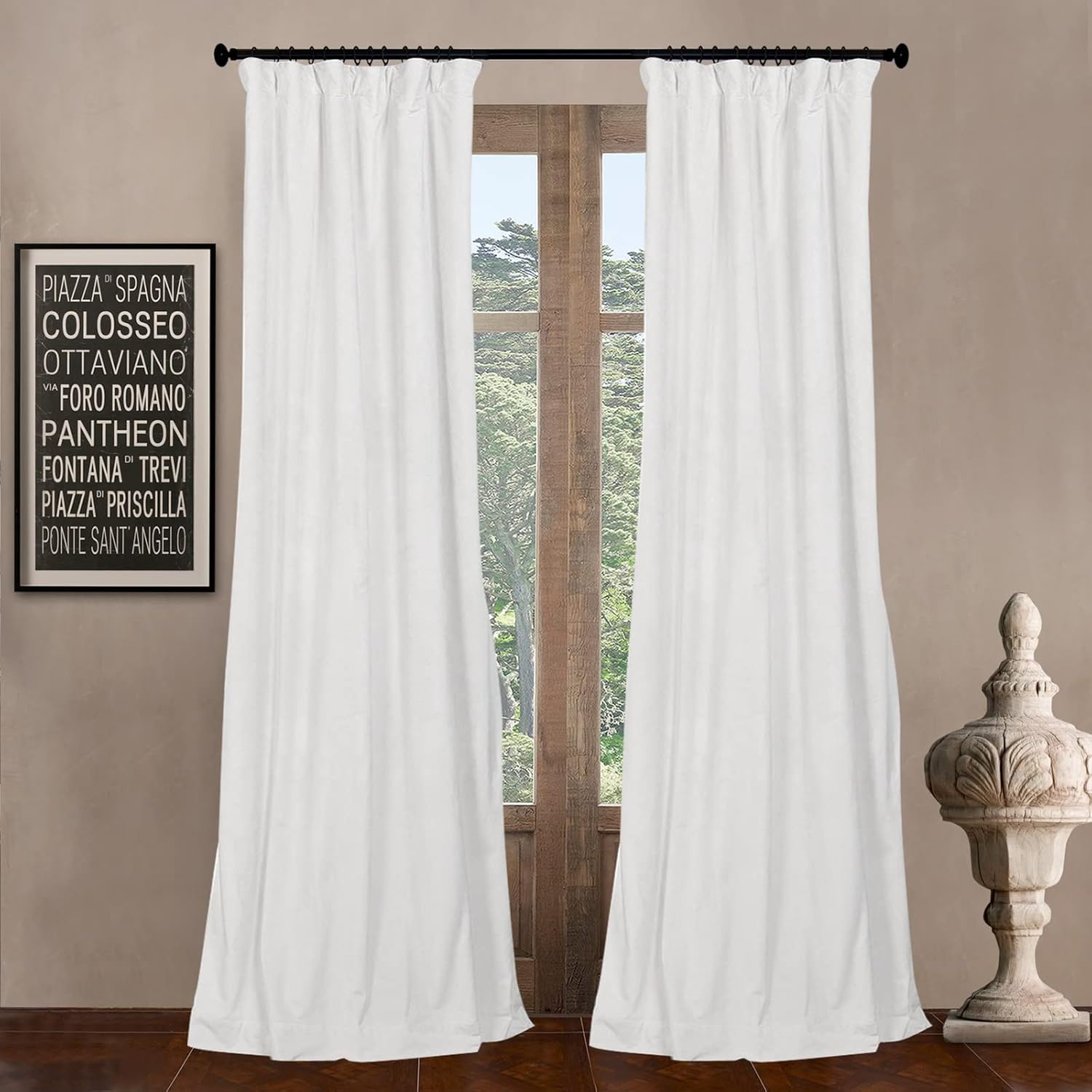 LETAU Pinch Pleated Lined Blackout Curtains 52x84 Set of 2