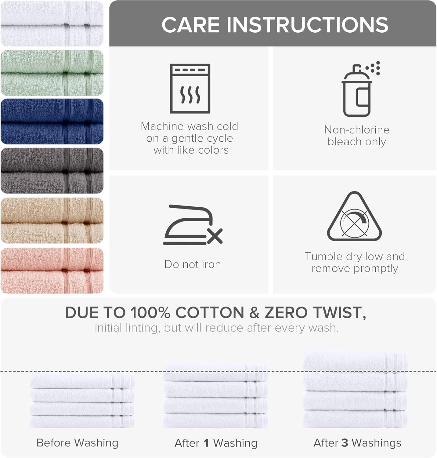 Comfort Spaces Extra Large 4-Piece Bath Towel Set 30x60