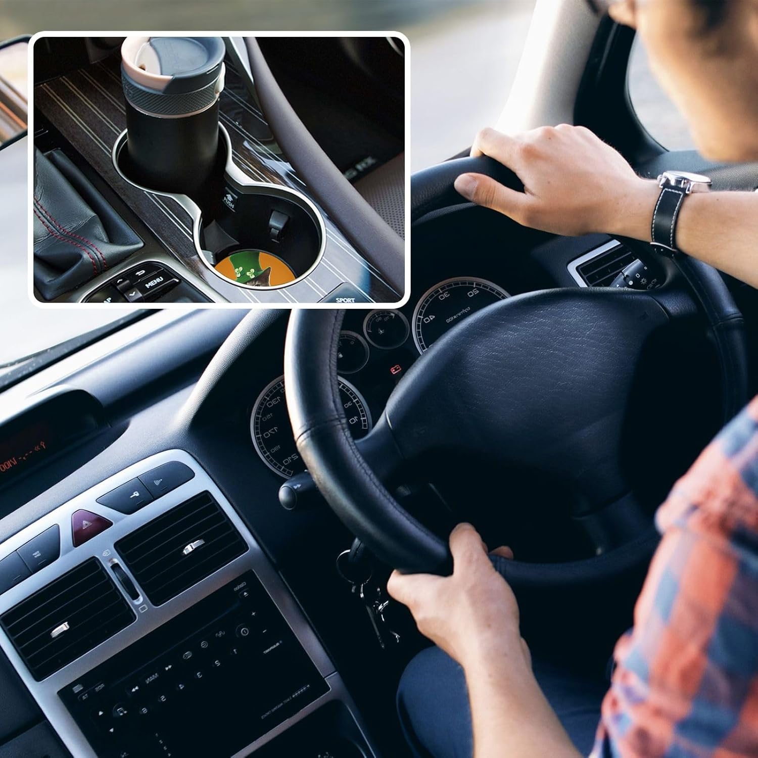 St Patrick Cat Car Cup Holder Coasters 2 Pack