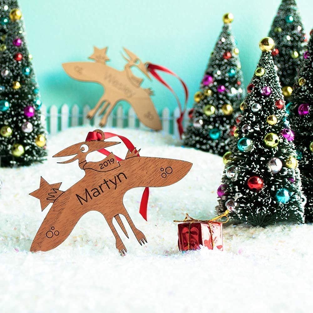 Dinosaur Ornament Personalized Pterodactyl Babys First Christmas 2024 Wood