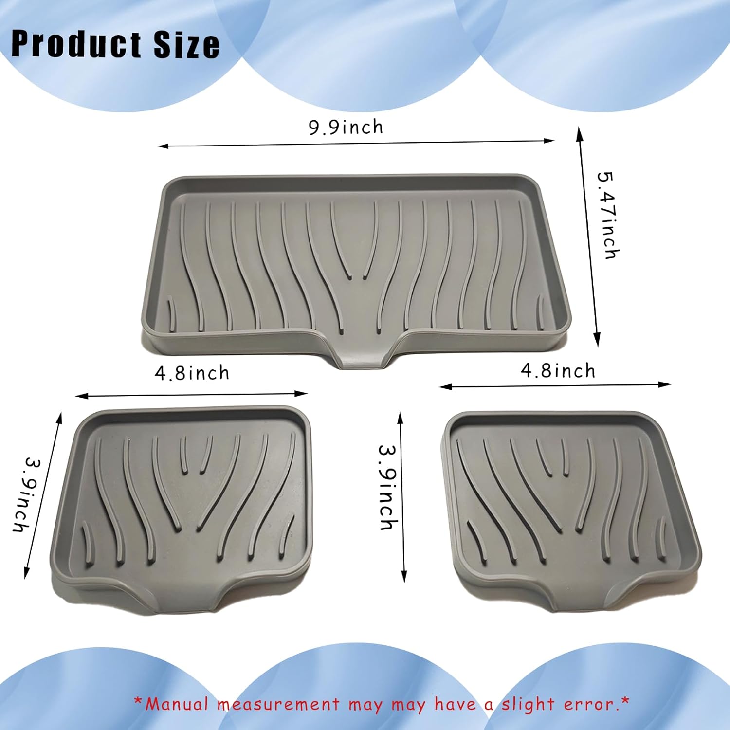 3 Pcs Silicone Soap Dish Set for Bathroom Kitchen Sink