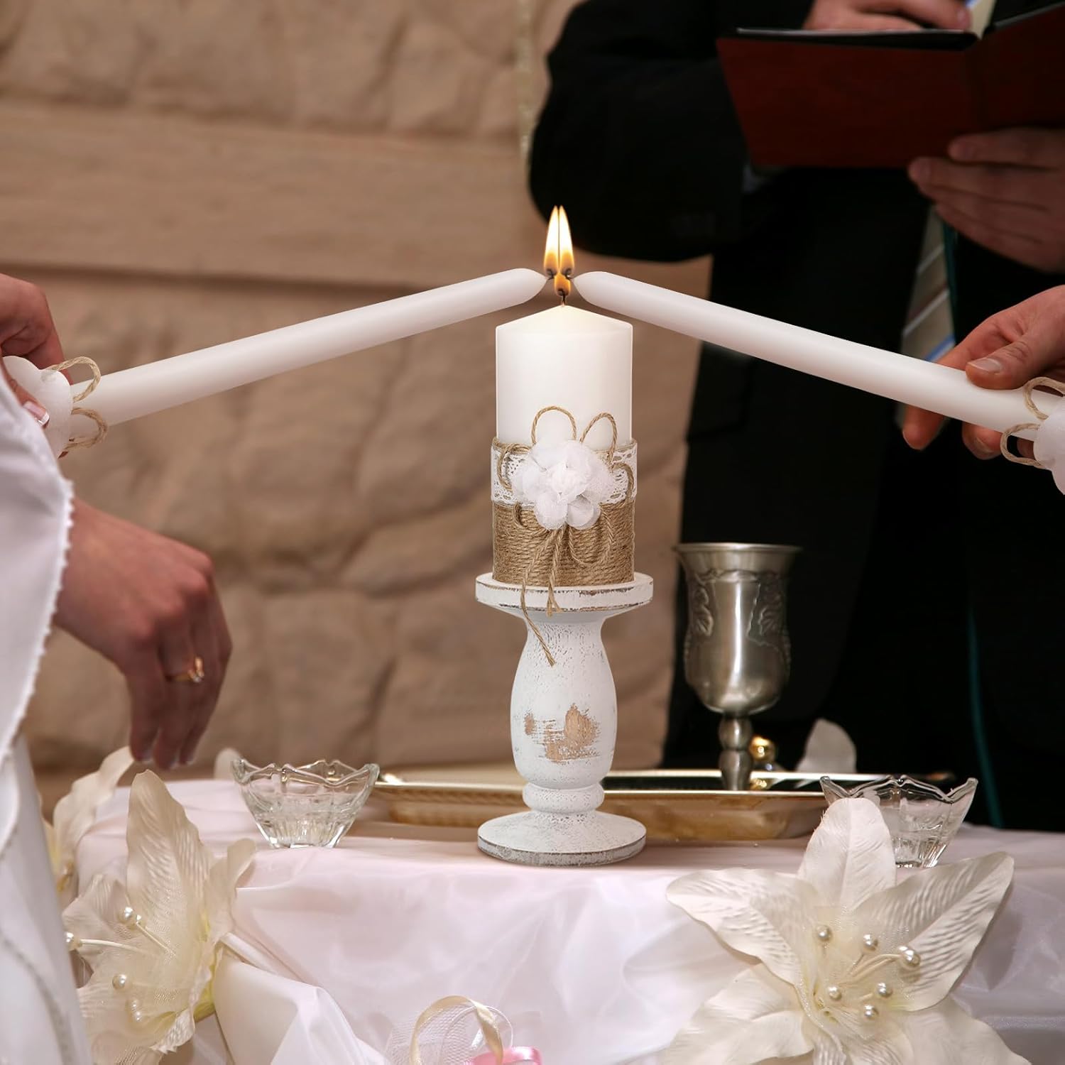 Zhehao 3 pcs Unity Candles with Holder Wedding Set