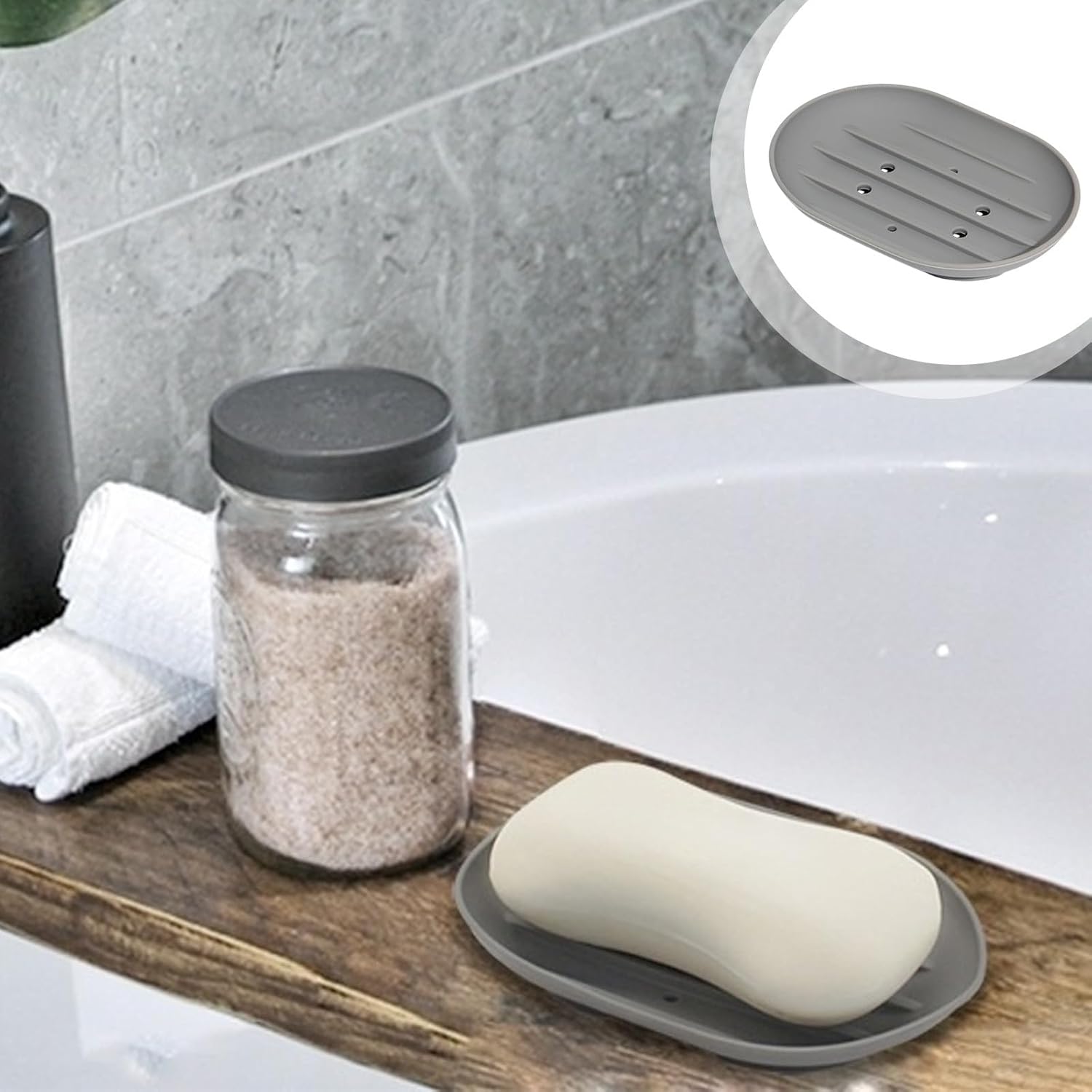 Self Draining Soap Dish for Bathroom Kitchen and Travel