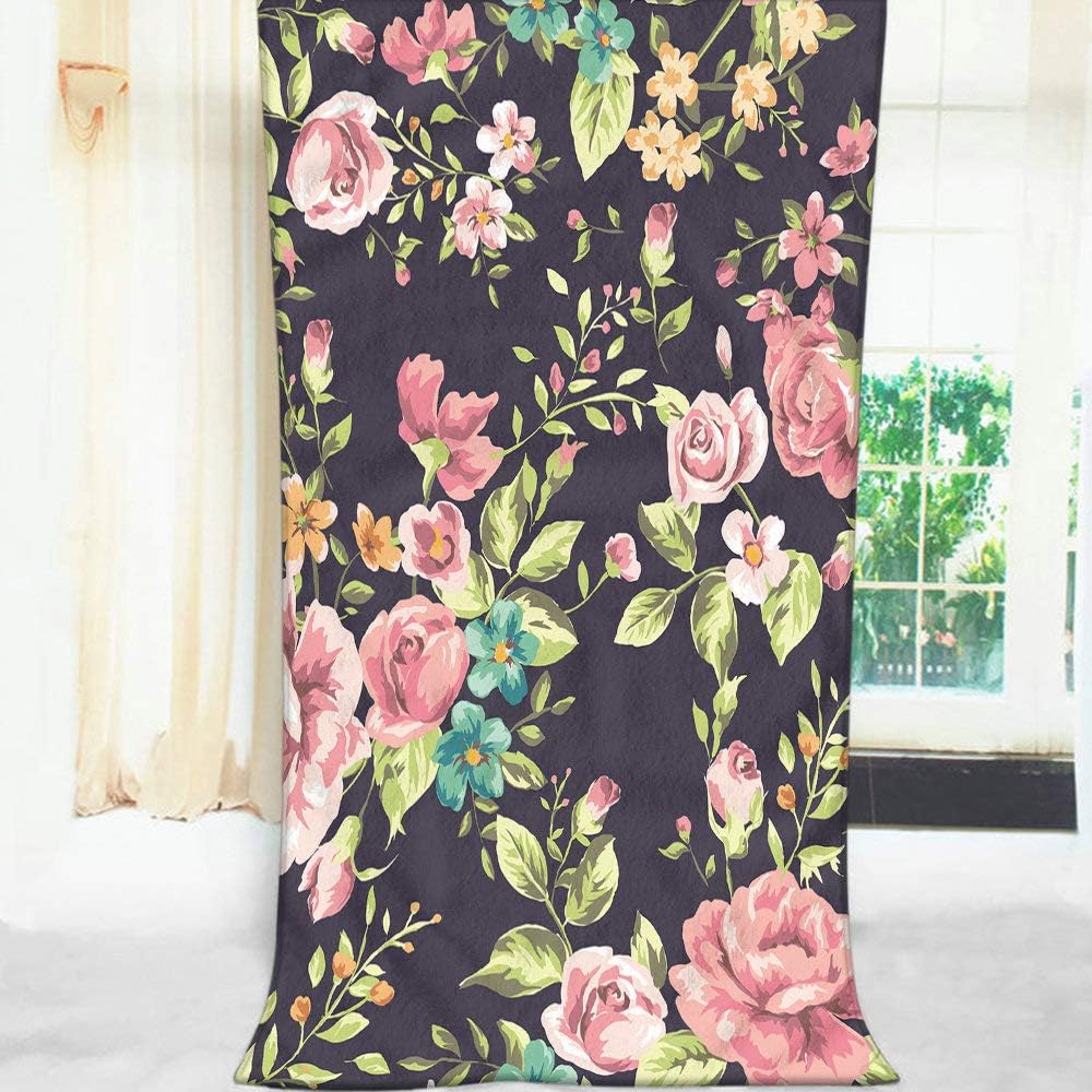 Comfy Bath Towels Soft Polyester with Lush Flowers Design
