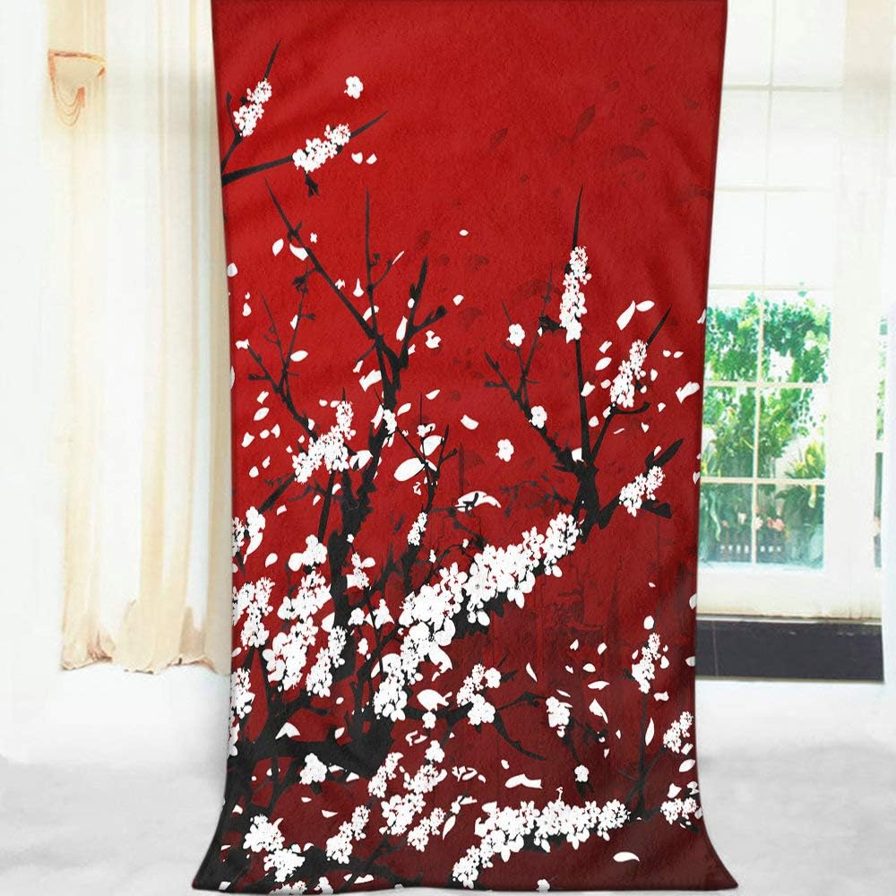 Moslion Comfy Bath Towels Japan Cherry Art Soft 64x32 Inches