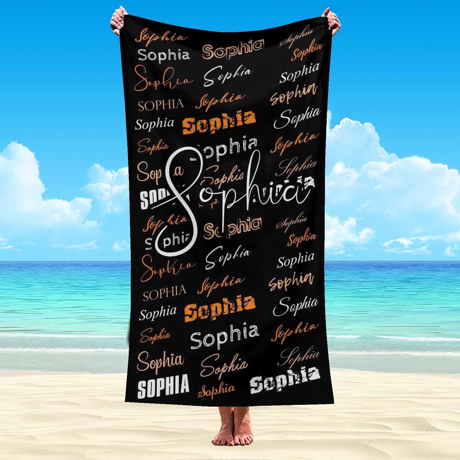 Artsadd Personalized Beach Towel for Kids with Name