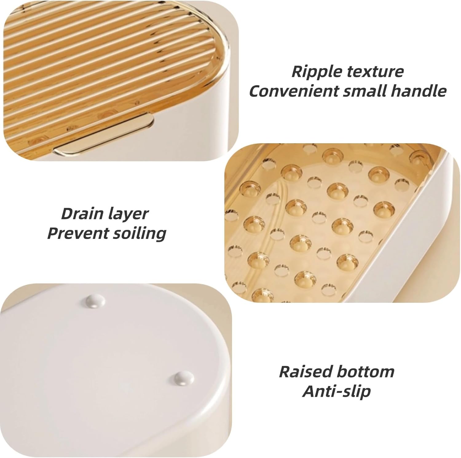 Elegant Grey Soap Dish with Drain and Lid 1