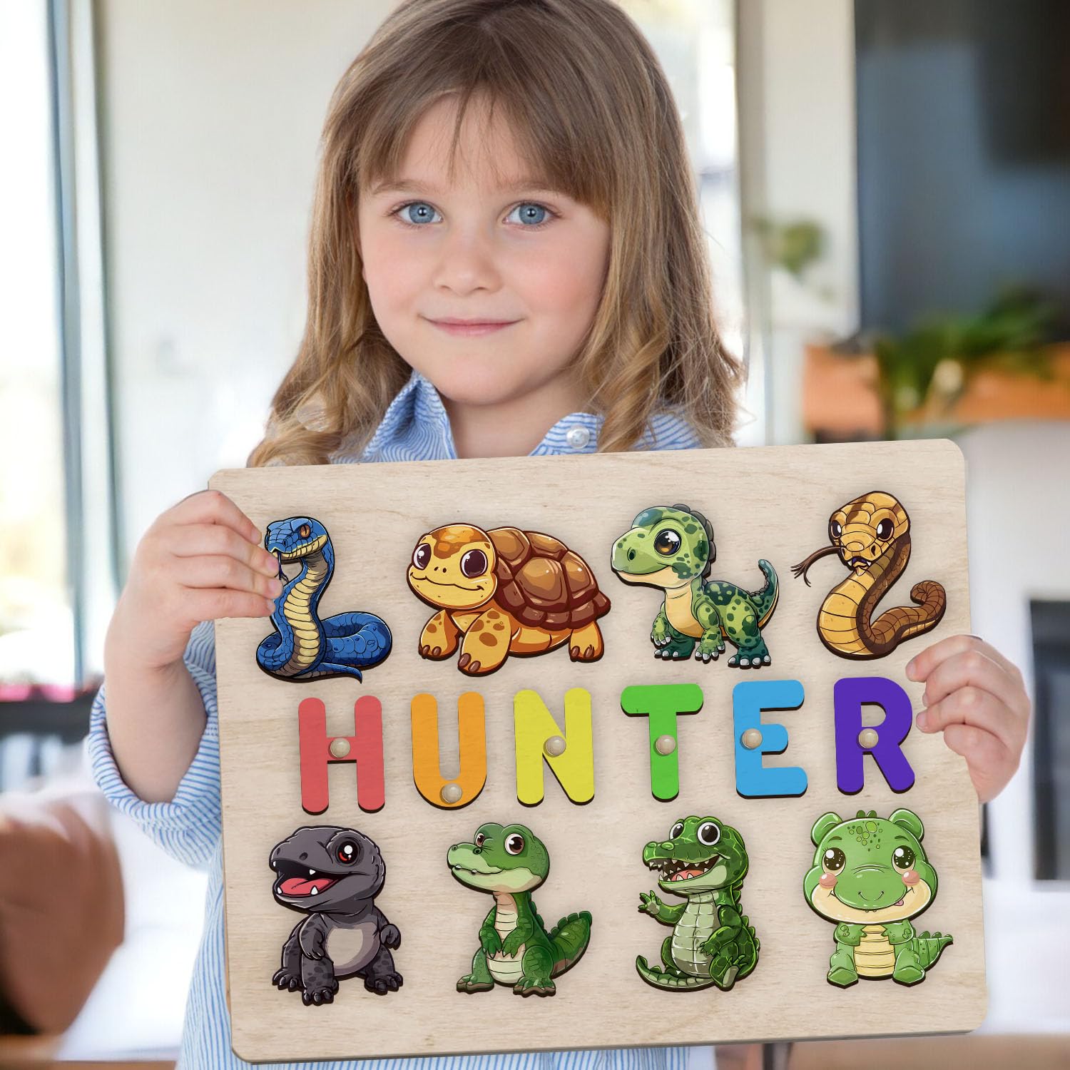 Personalized Wooden Name Puzzle for Kids Montessori Toy 1