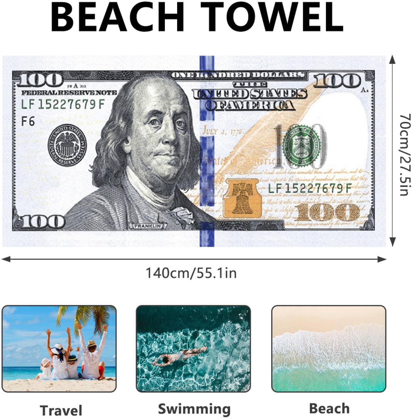 Meeting Love Dollar Beach Towel 70x140cm