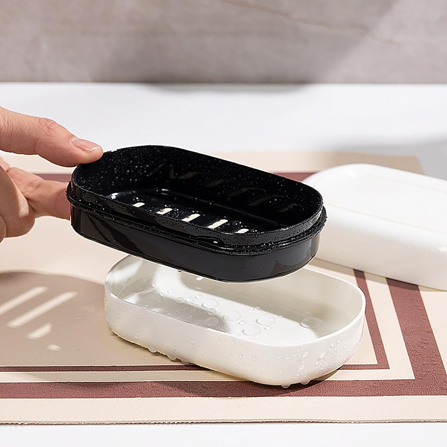 Loyliawa Soap Dishes with Lid and Draining Rack