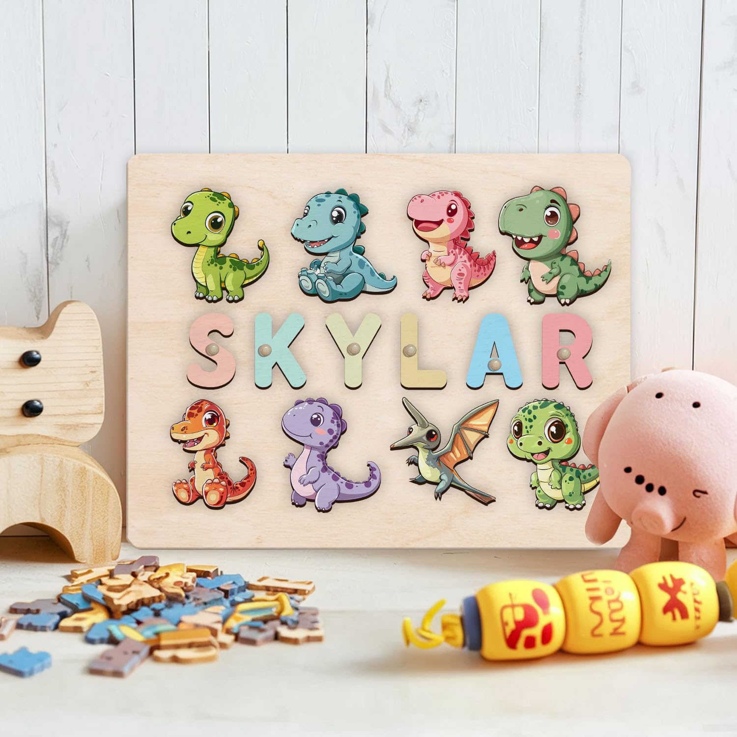 Personalized Name Dinosaur Puzzle Montessori Toy