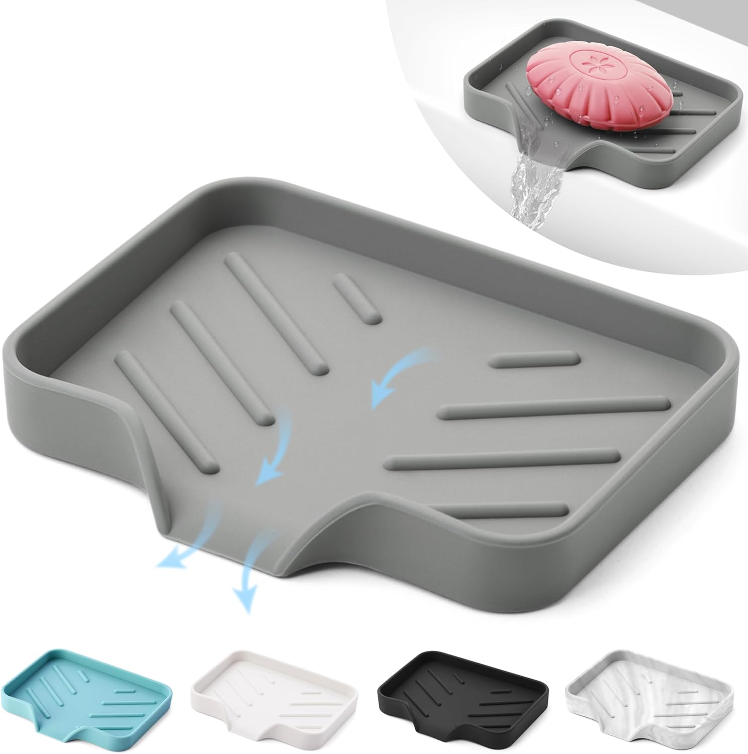 AG Company Silicone Soap Bar Holder - Premium Gray Self-Draining