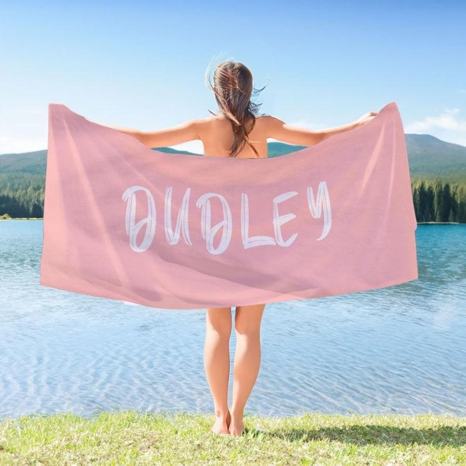ZYMECH Personalized Beach Towel with Custom Text