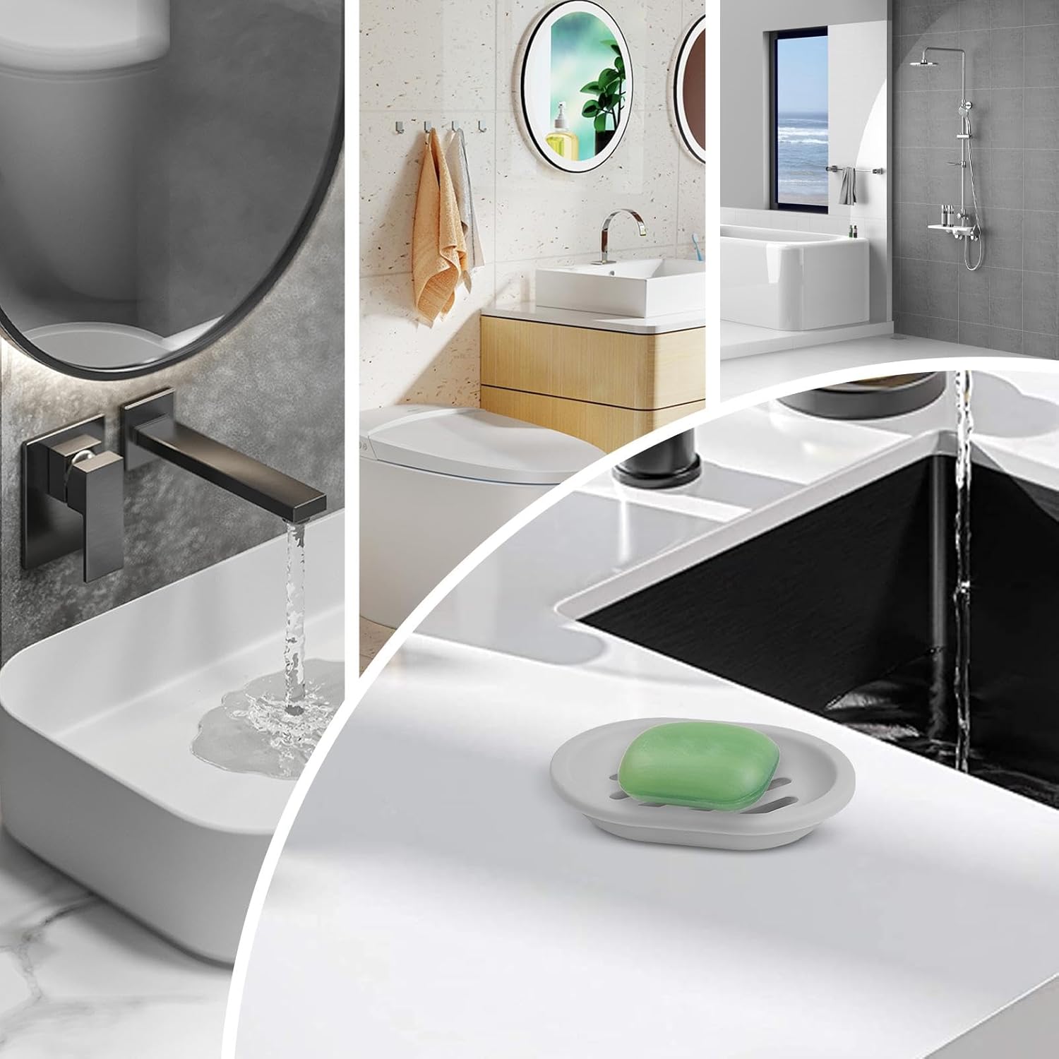 Draining Soap Dish - Double Layer with Drip Tray Gray