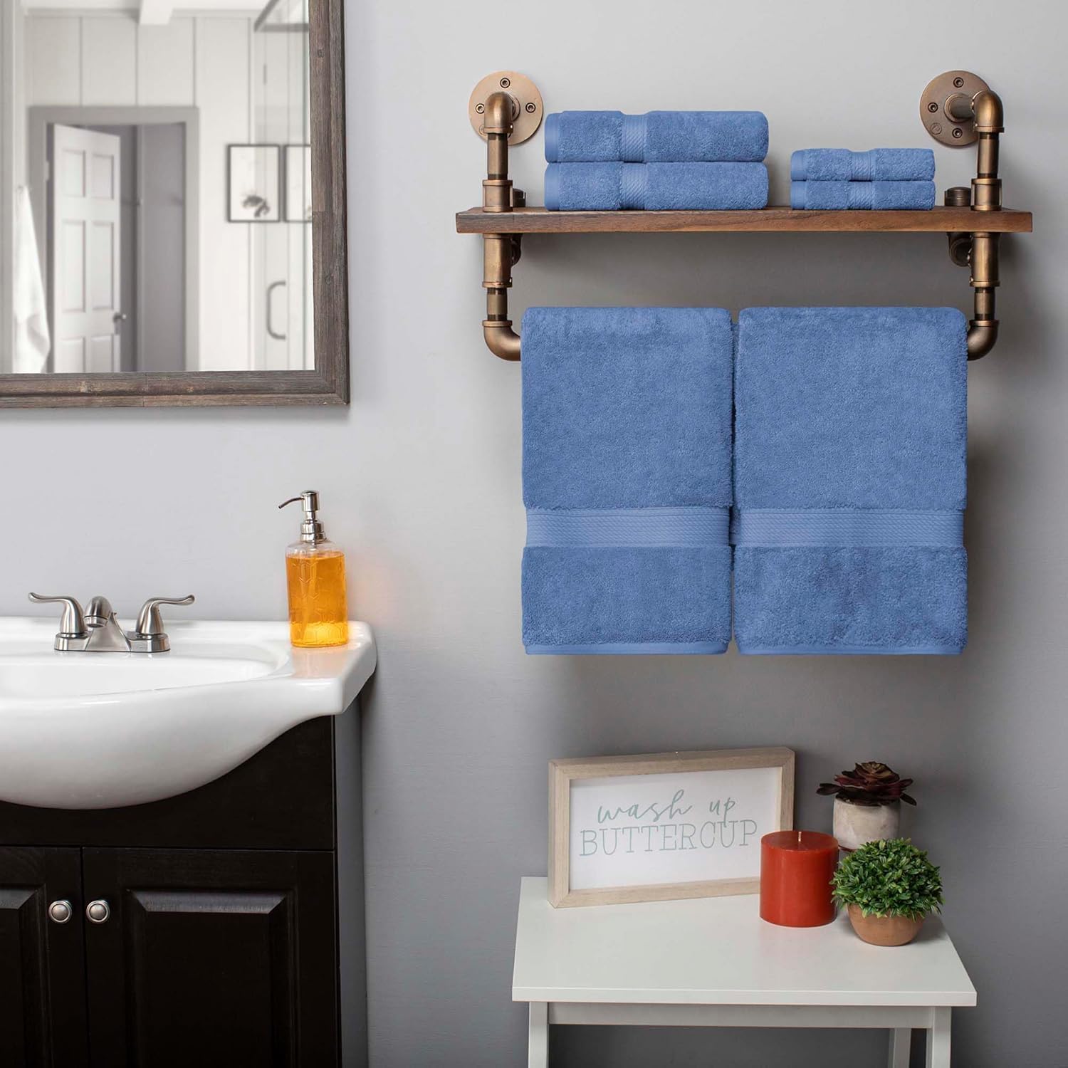 Superior Denim Blue Egyptian Cotton 6-Piece Towel Set