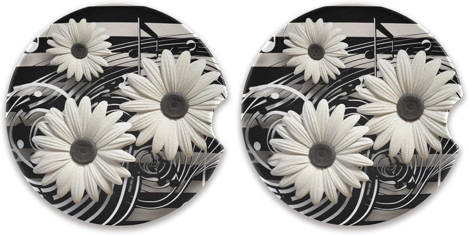 Takiito Flower Note Car Cup Holder Coasters 2 Pack