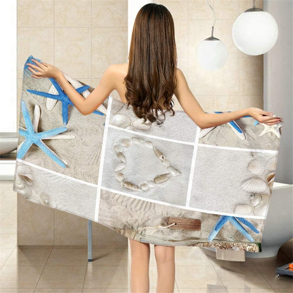 Moslion Comfy Bath Towels with Starfish Design 64x32 Inches