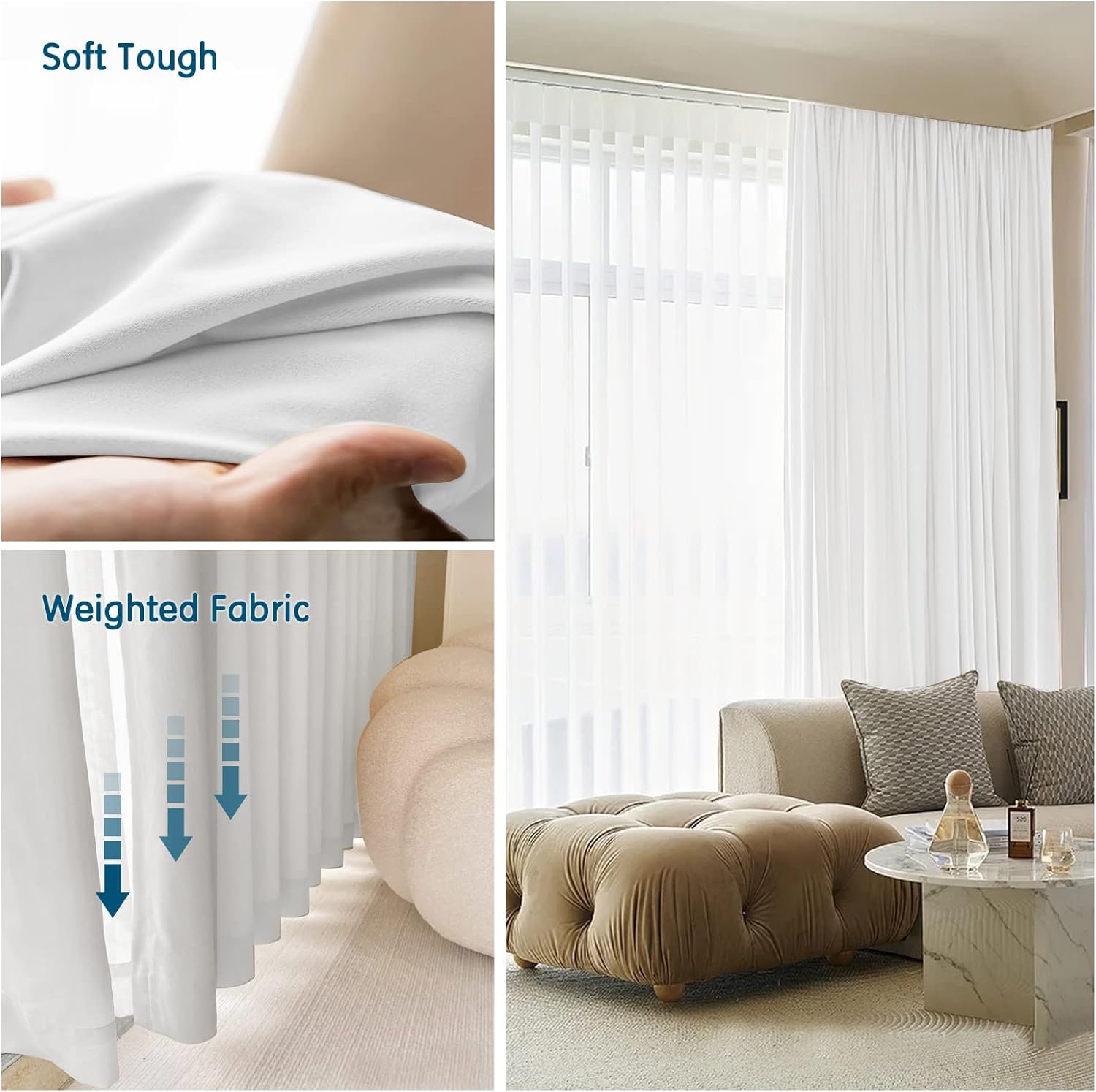 LETAU Pinch Pleated Lined Blackout Curtains 52x84 Set of 2