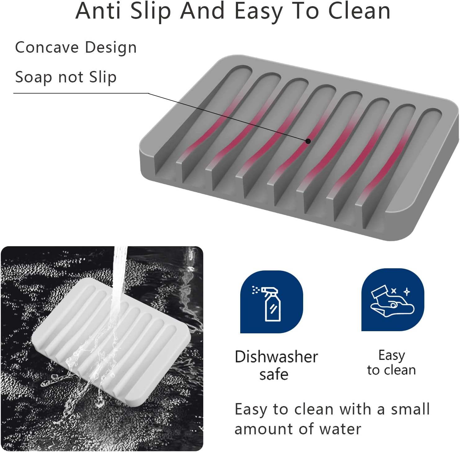 KAJUDA Self Draining Soap Dish Set 2PCS Premium Silicone Holder for Bath