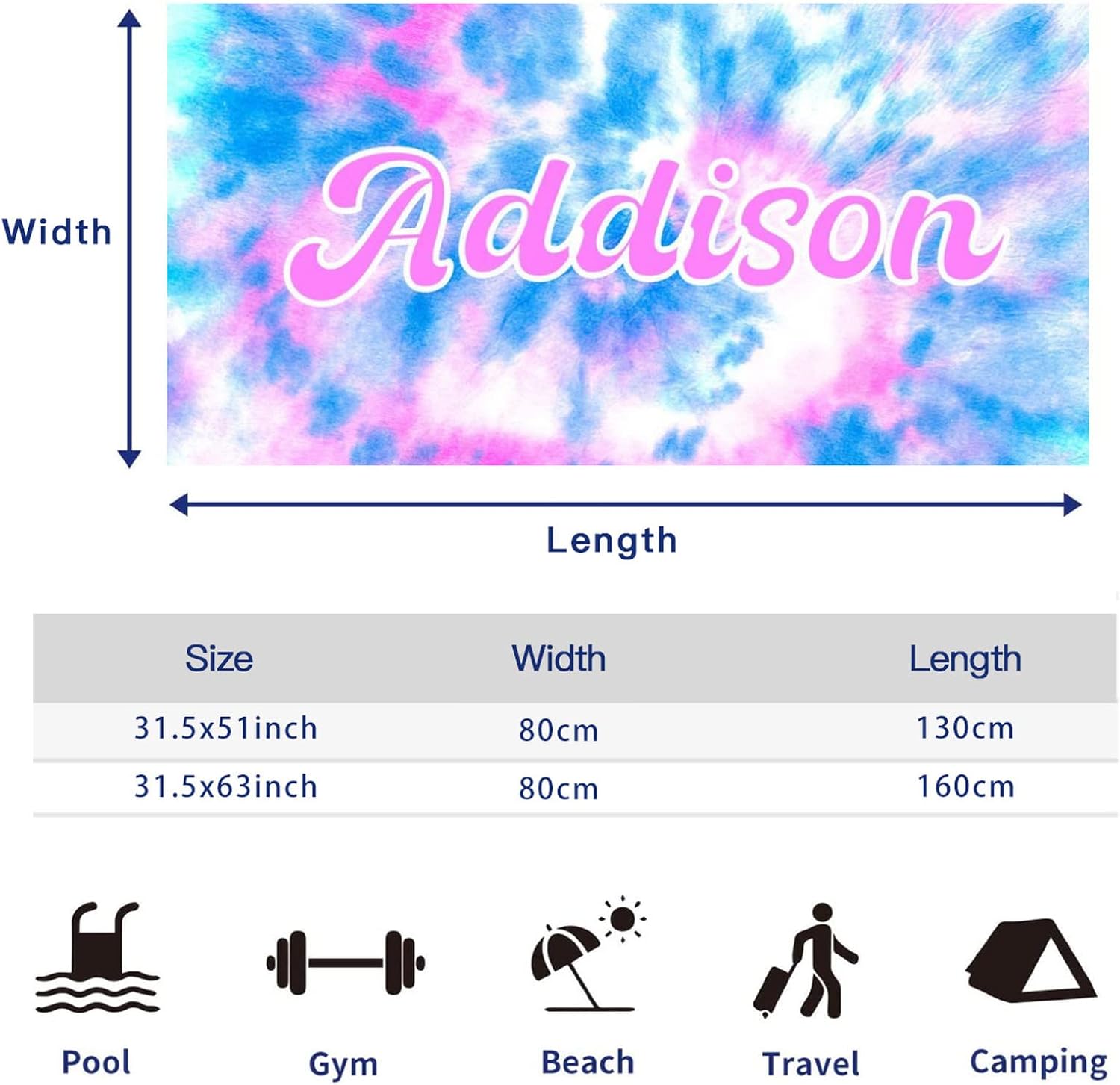 Personalized Beach Towel with Name and Pattern 1