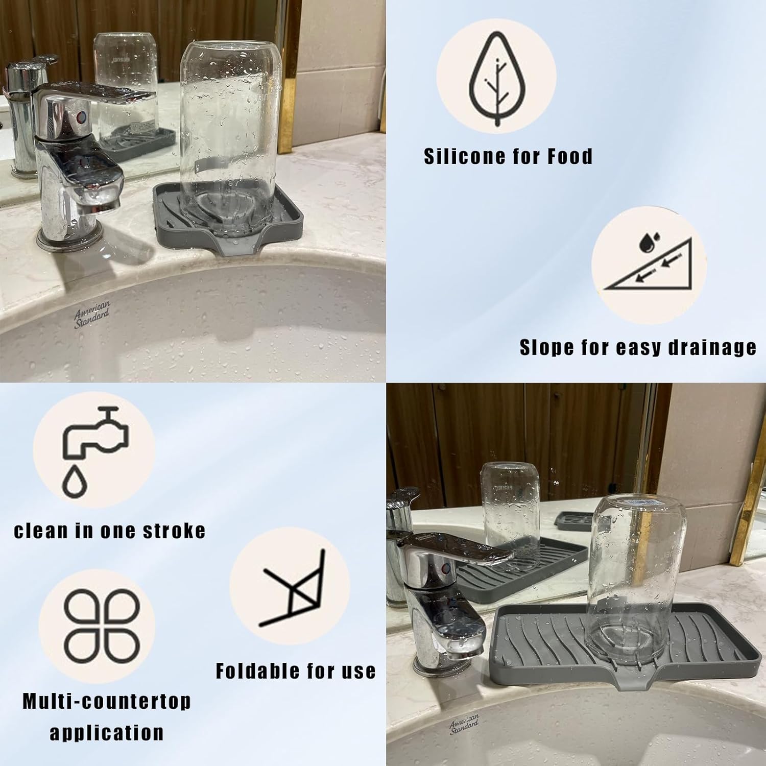 3 Pcs Silicone Soap Dish Set for Bathroom Kitchen Sink