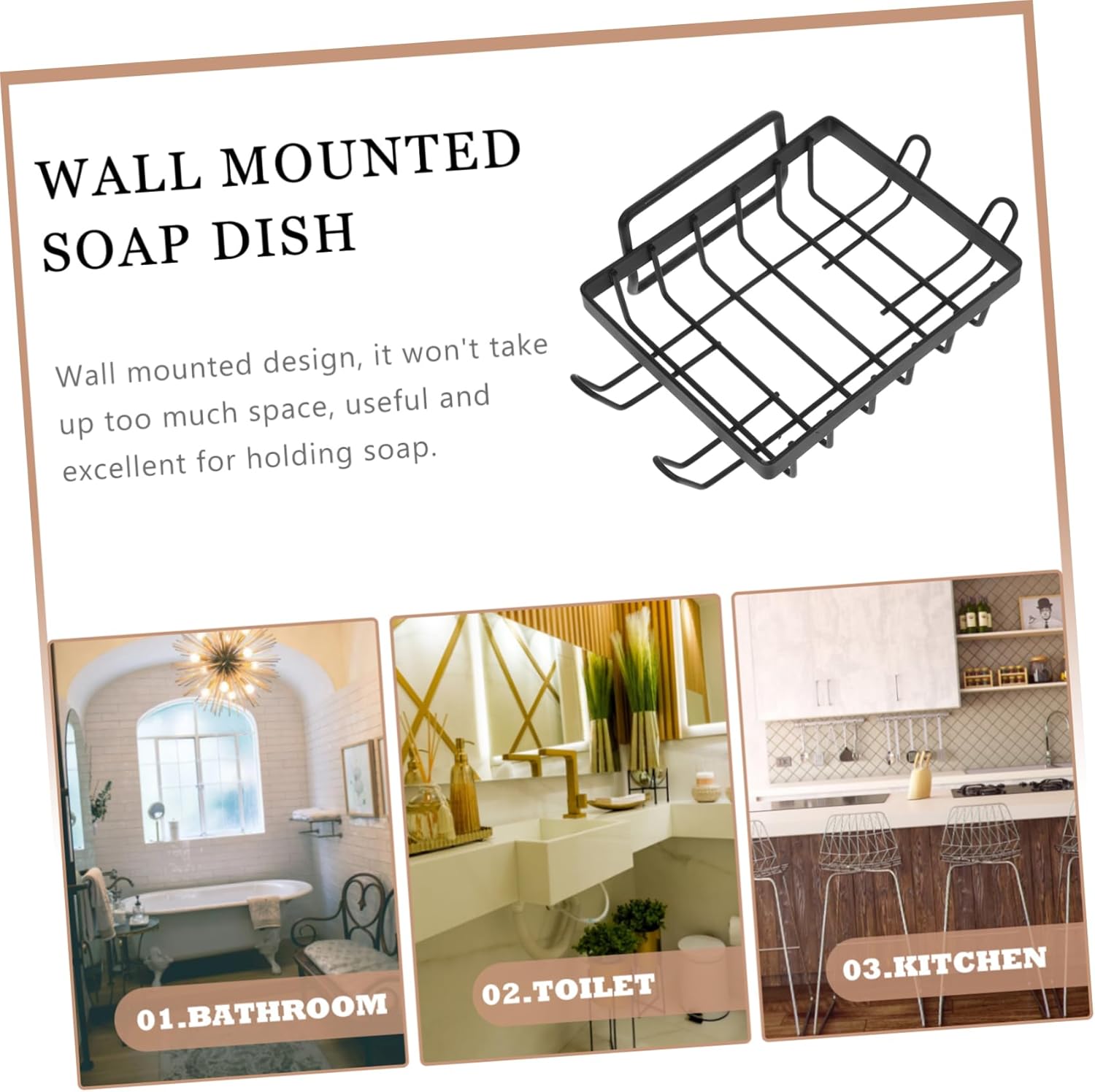 Yardenfun Wall Mounted Soap Holder Sturdy Drainage Design for Bathroom Kitchen