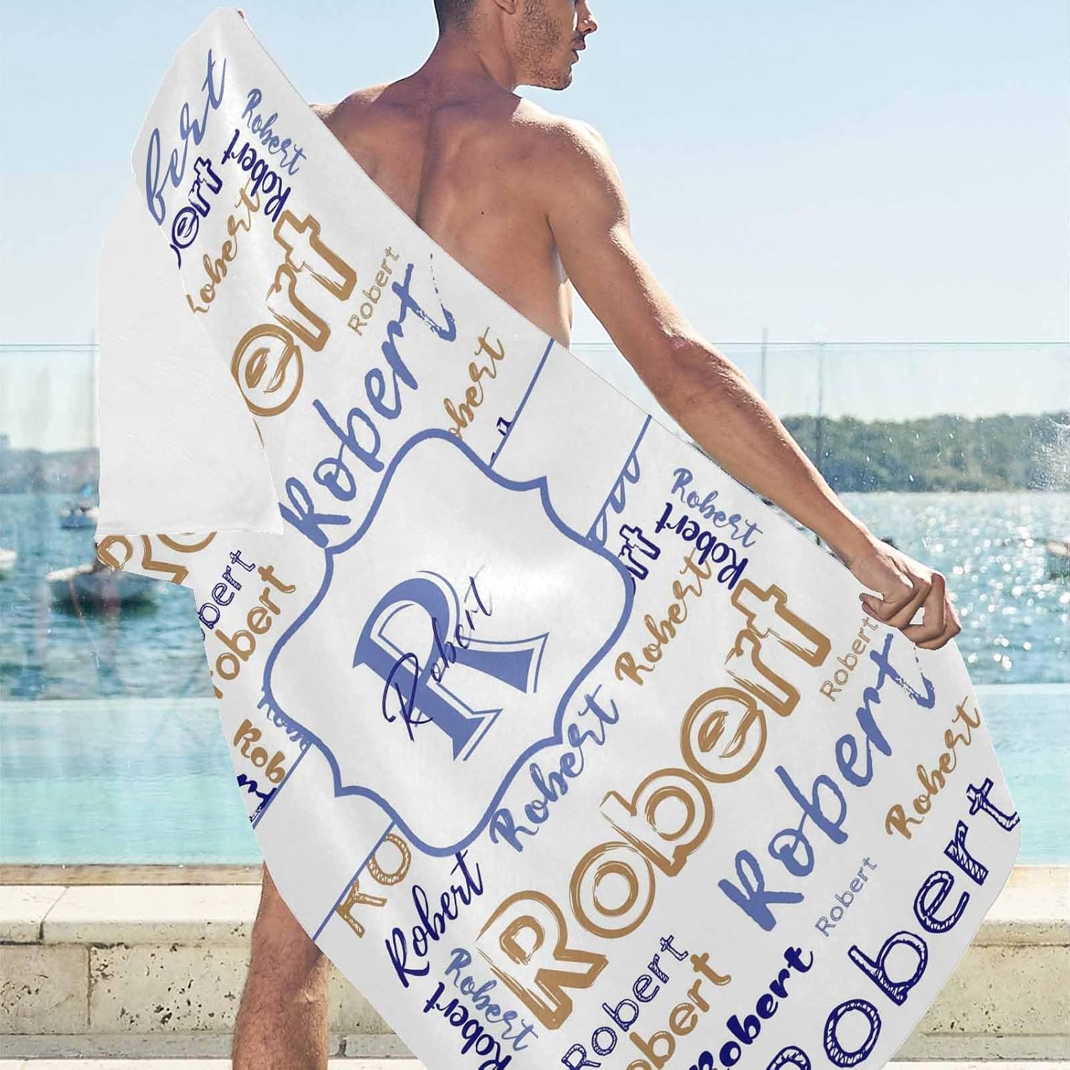 Artsadd Personalized Beach Towel with Name Initial 1