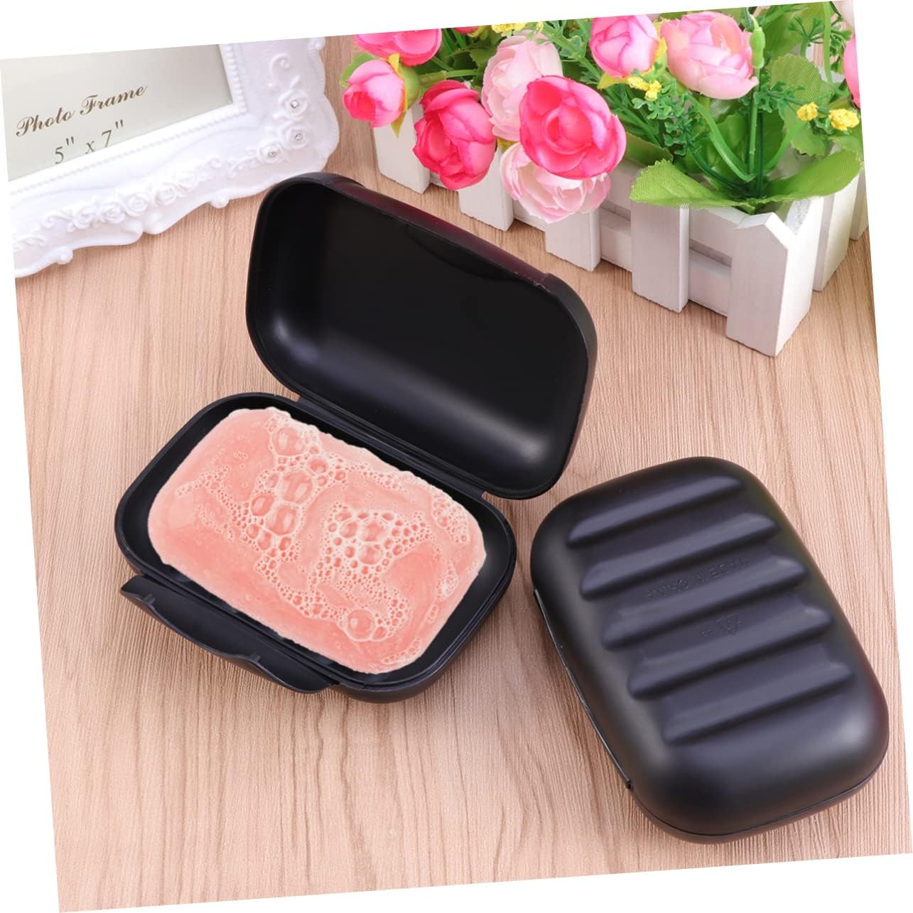 MUCKLILY Portable Soap Holder Travel Friendly Black