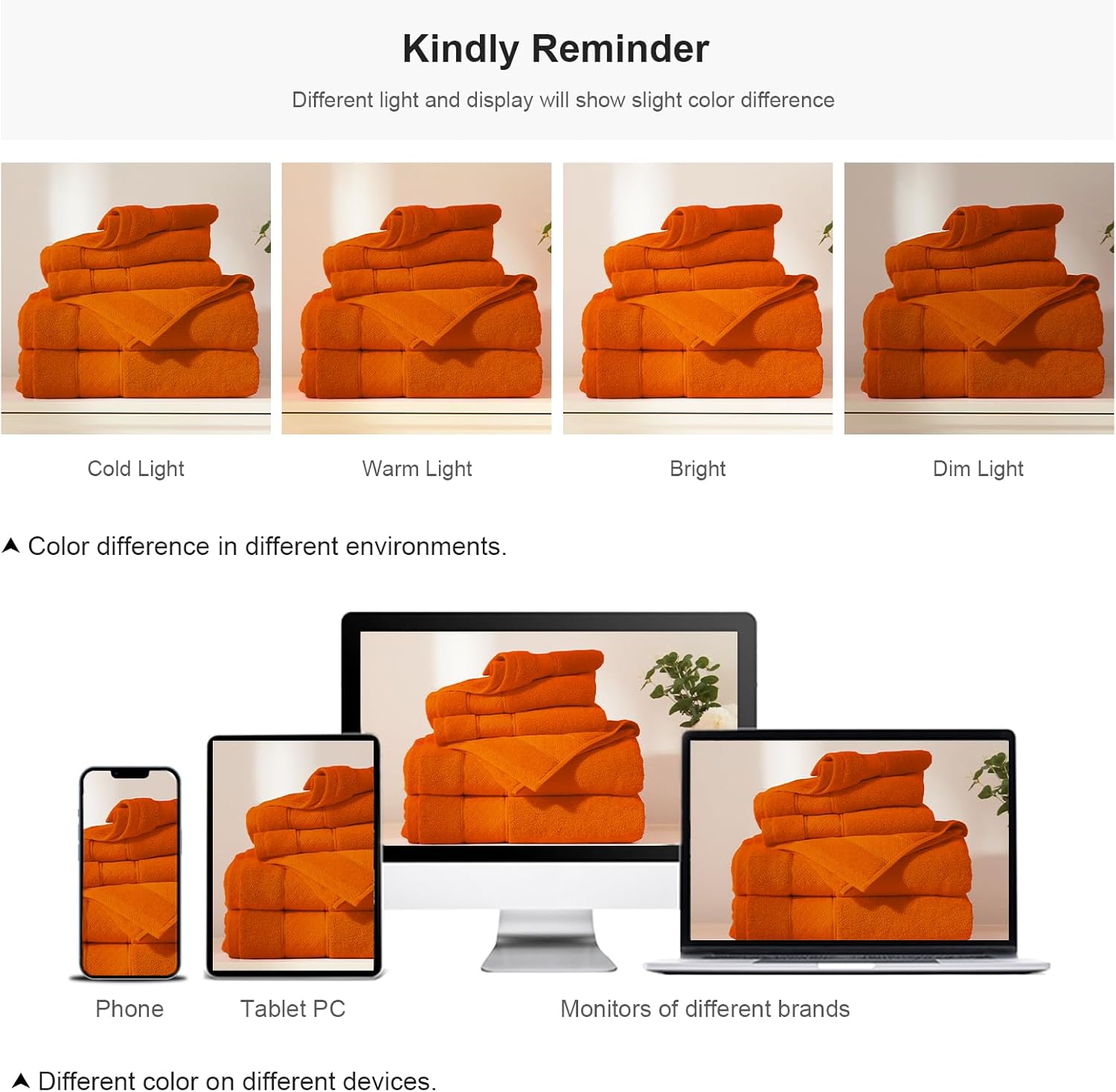 COZYART 6-Piece Orange Bath Towel Set