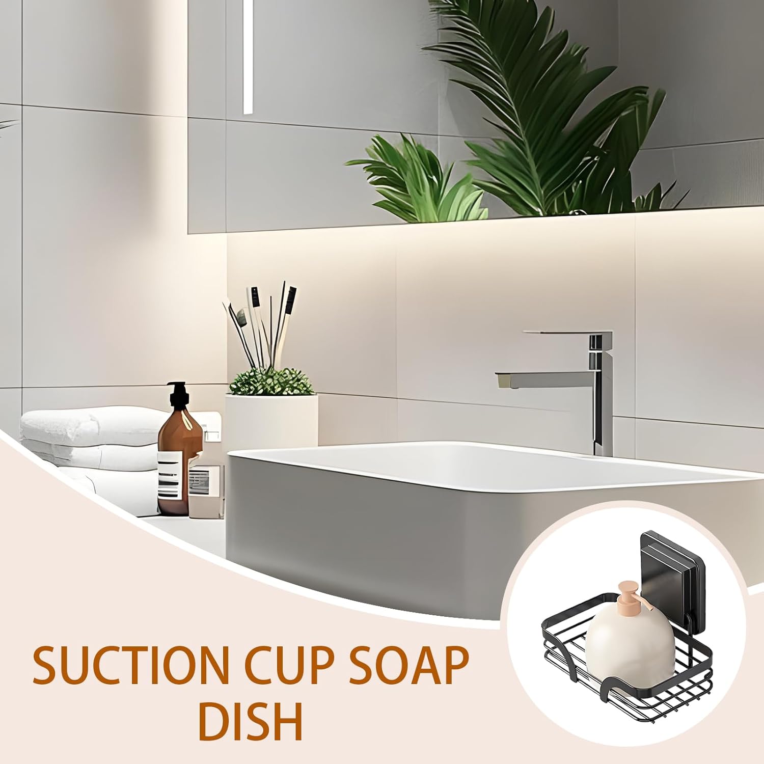 Suction Soap Holder with Hooks - No Drill Wall Mount