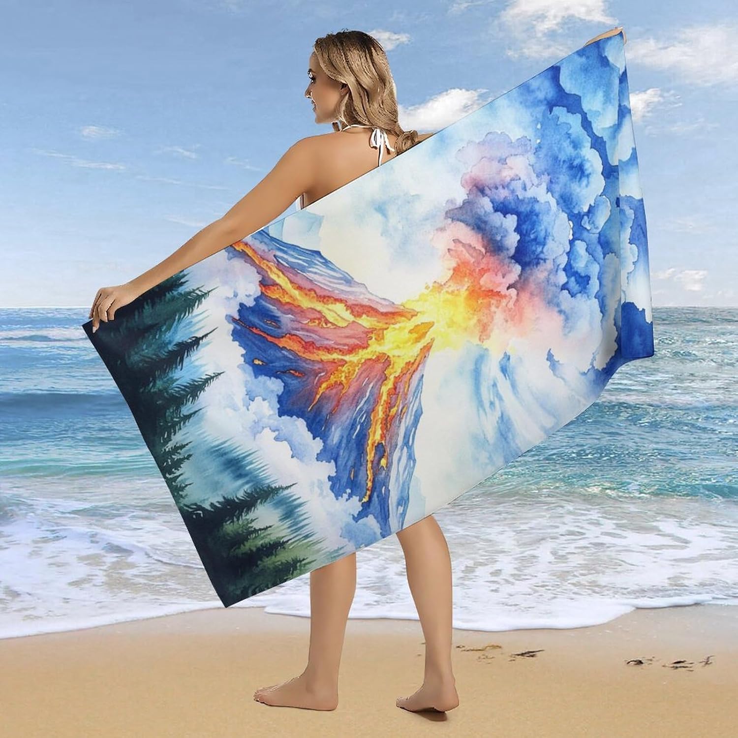 Nature Volcanoes Fluffy Oversized Beach Towel 32x64 Inch