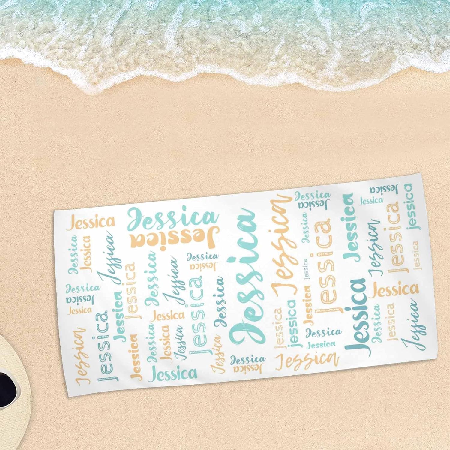Artsadd Custom Beach Towel with Initials for Kids Adults