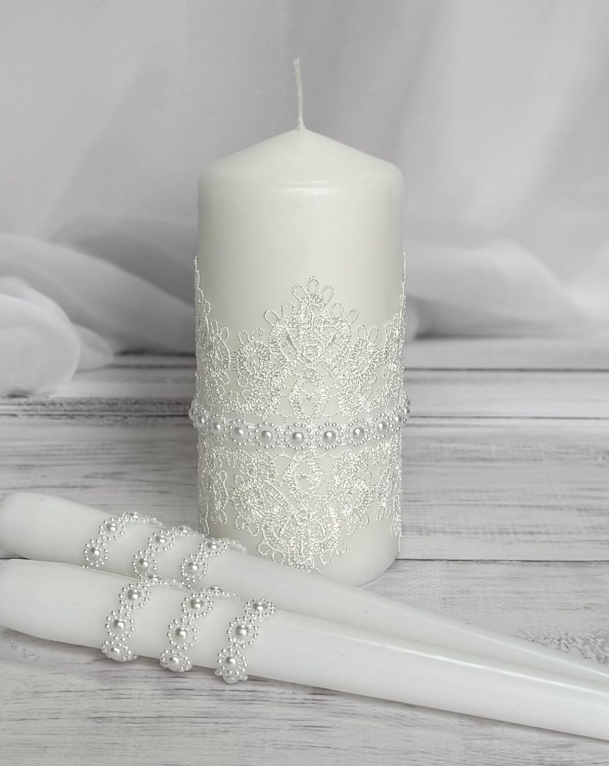 Magik Life Unity Candle Set - 6 Pillar 2 Taper Candles - White