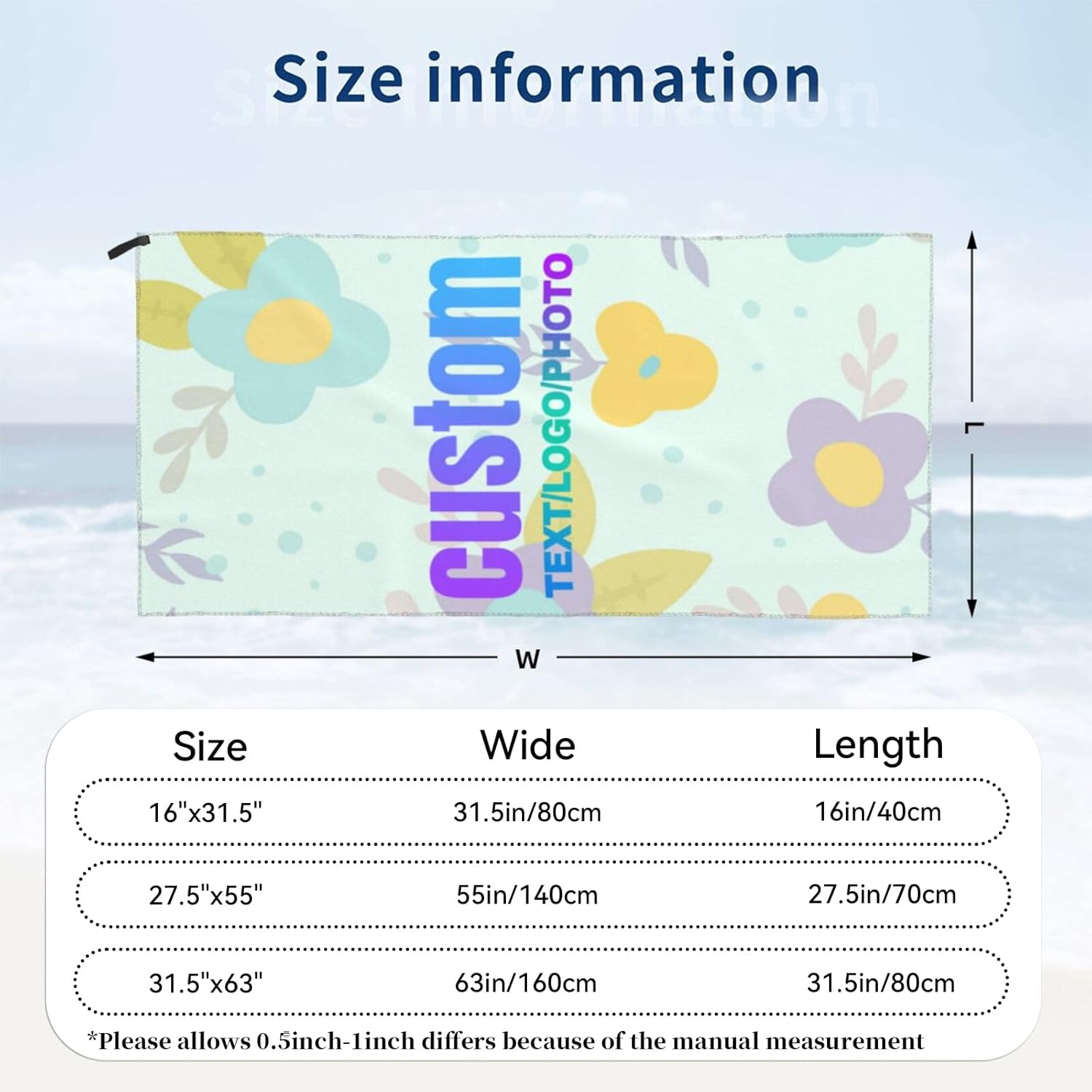 WOTYAPA Custom Beach Towels with Packaging Bag