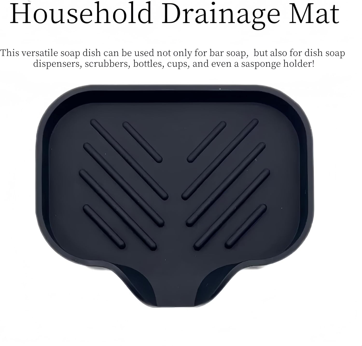 Silicone Soap Dish with Drain Spout - Black 1 Pcs