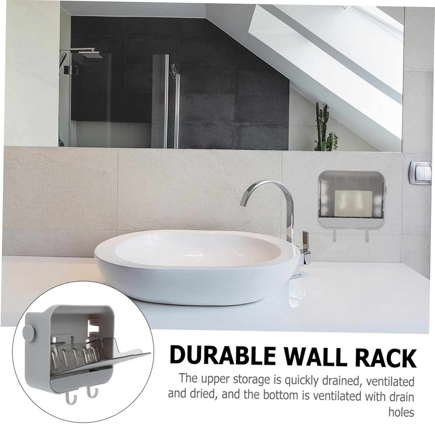 Holibanna 2 Hooks Wall Rack Toiletry Storage Bracket
