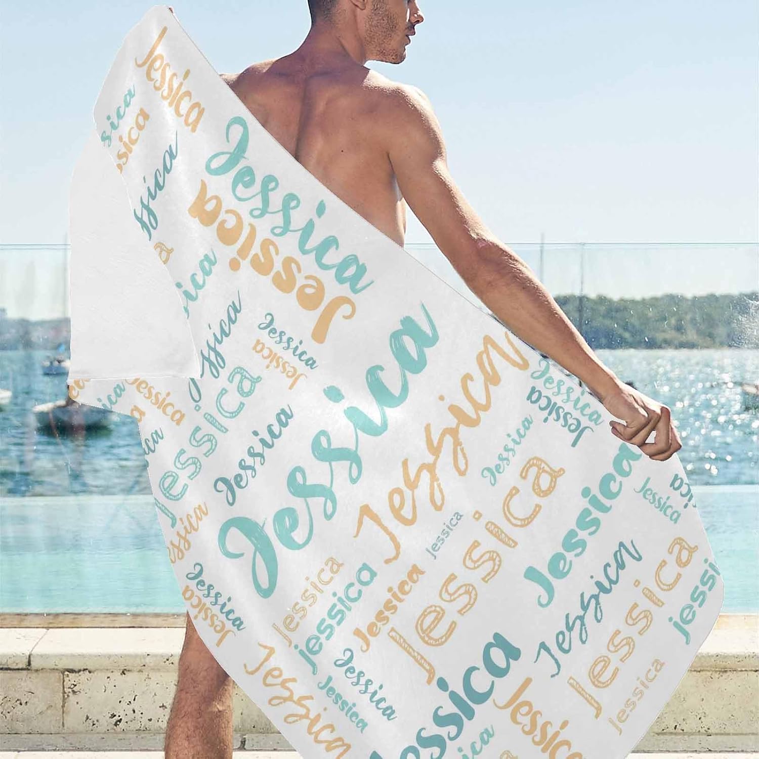 Artsadd Custom Beach Towel with Initials for Kids Adults