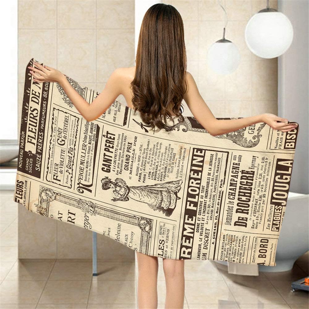 Moslion Retro Vintage Newspaper Bath Towel Set