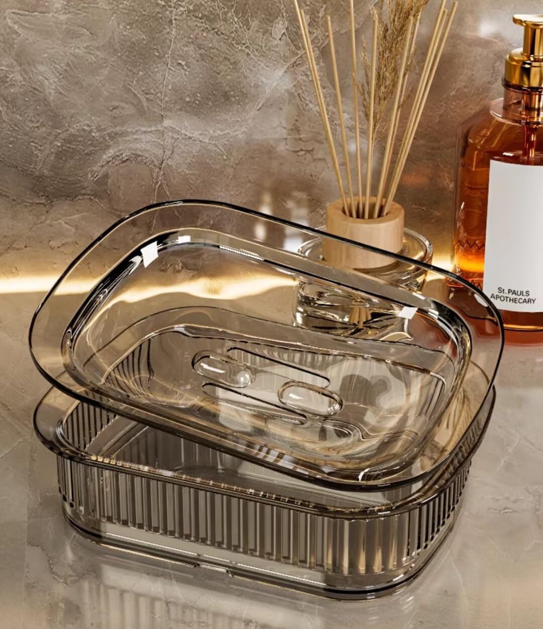 FABEILAI Suction Soap Holder - Powerful Vacuum Gray