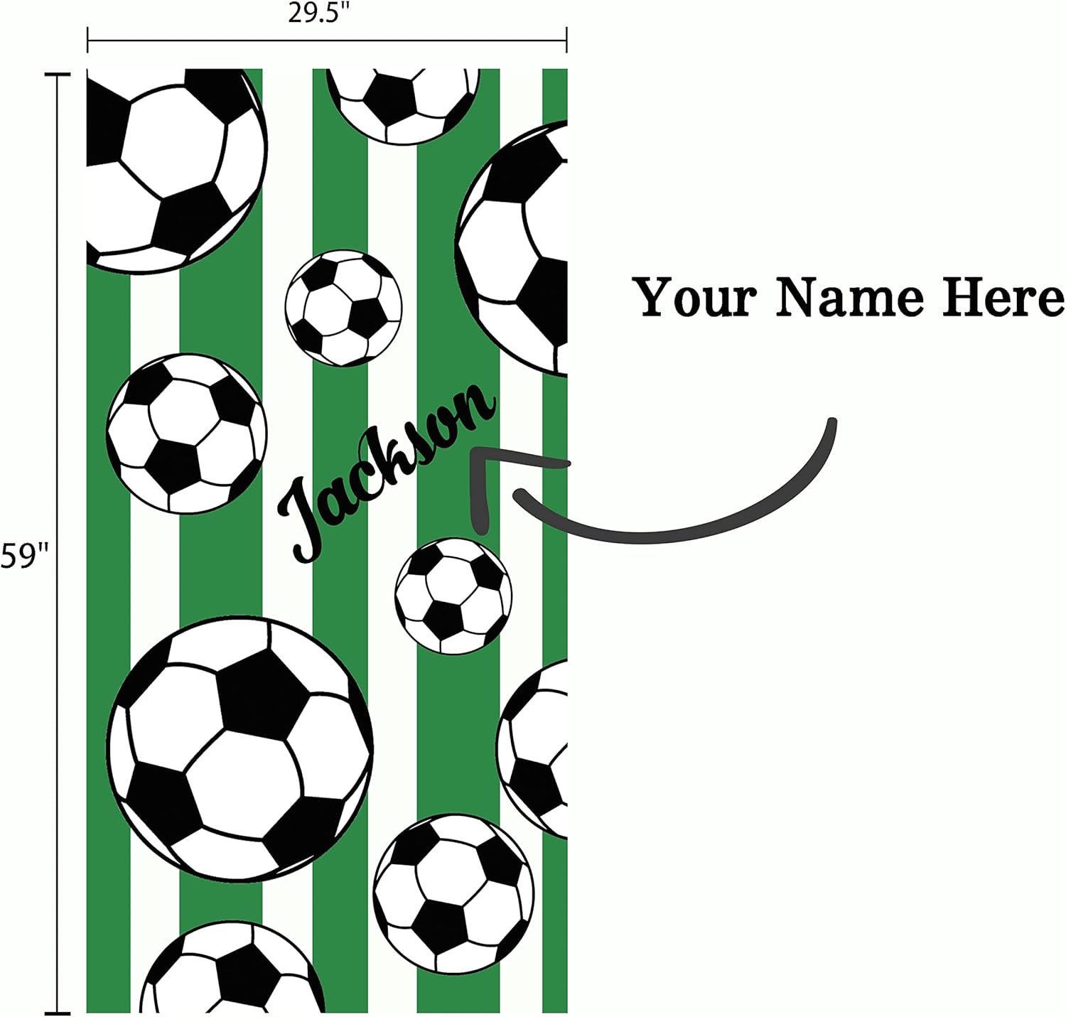 Personalized Soccer Football Beach Towel with Name for Kids