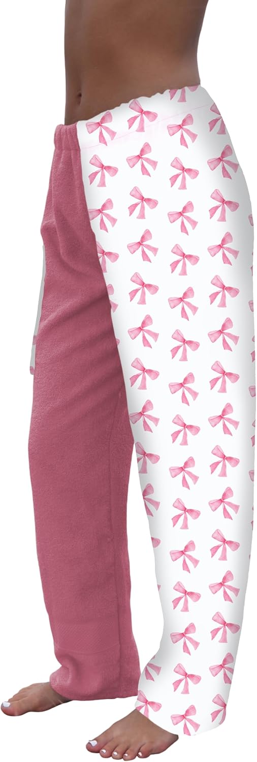 Paradise Towel Pants - Pink Bows Cotton Terry