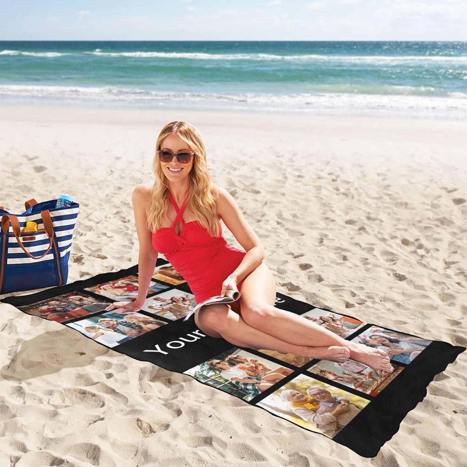 Custom Beach Towel with Family Photo Collage