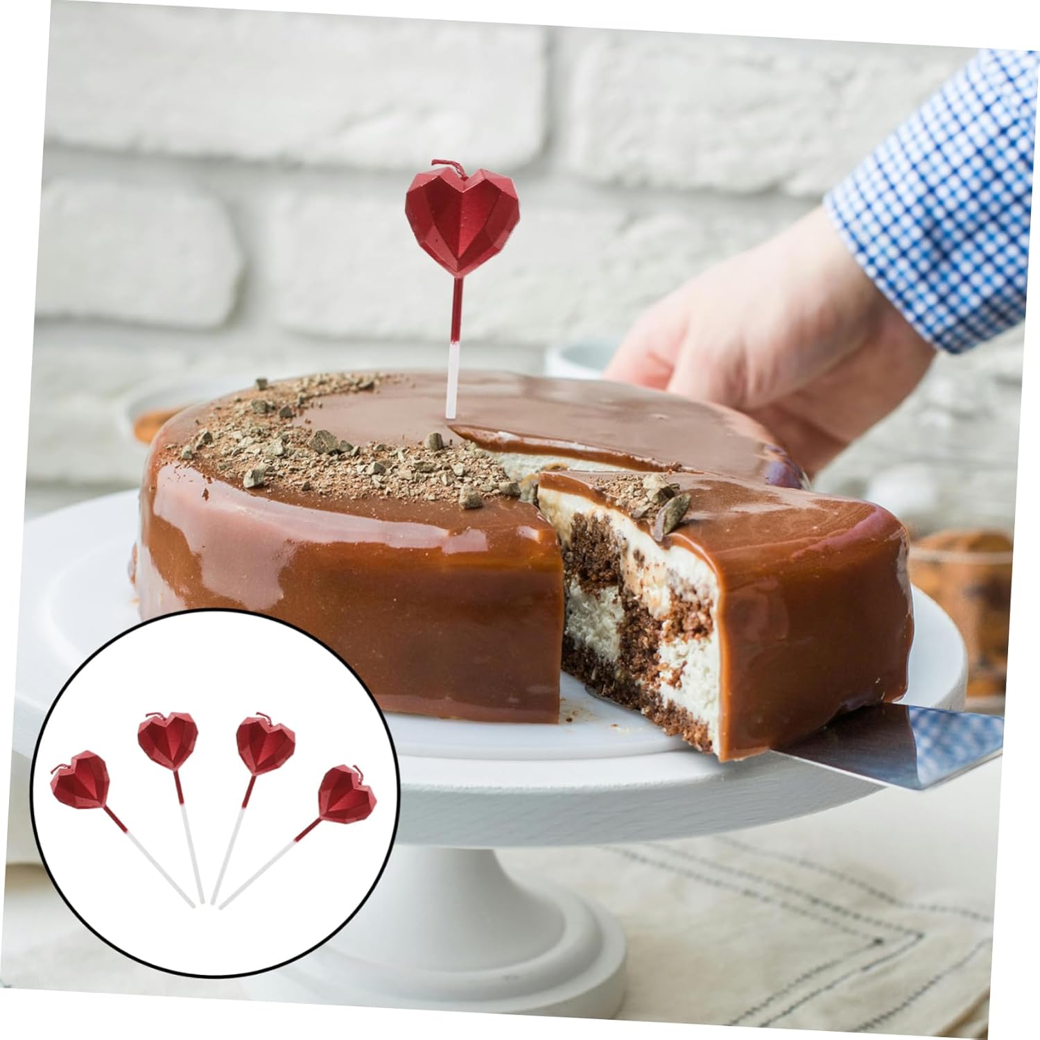 HOLIDYOYO 8pcs Heart Shaped Birthday Candles