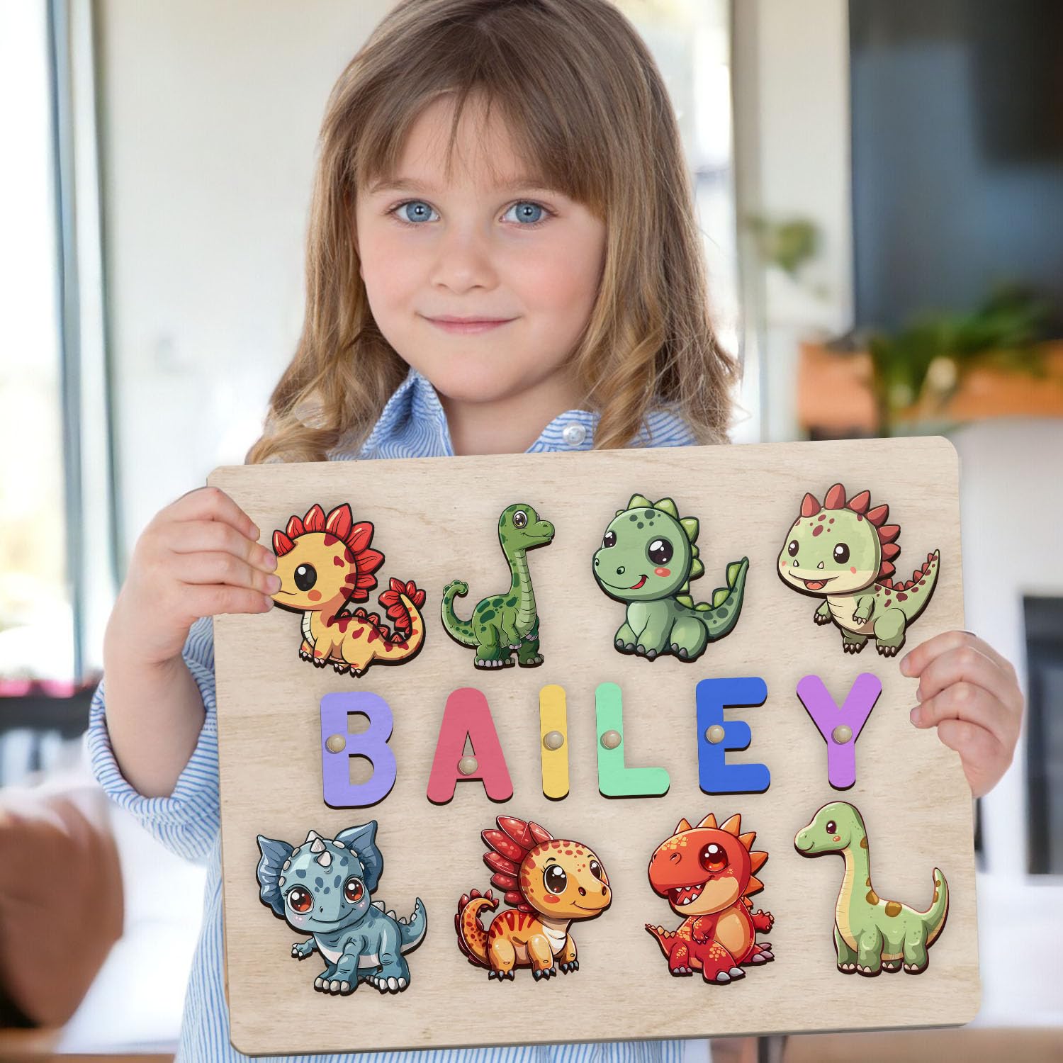 Personalized Wooden Dinosaur Puzzle Montessori Toy 1
