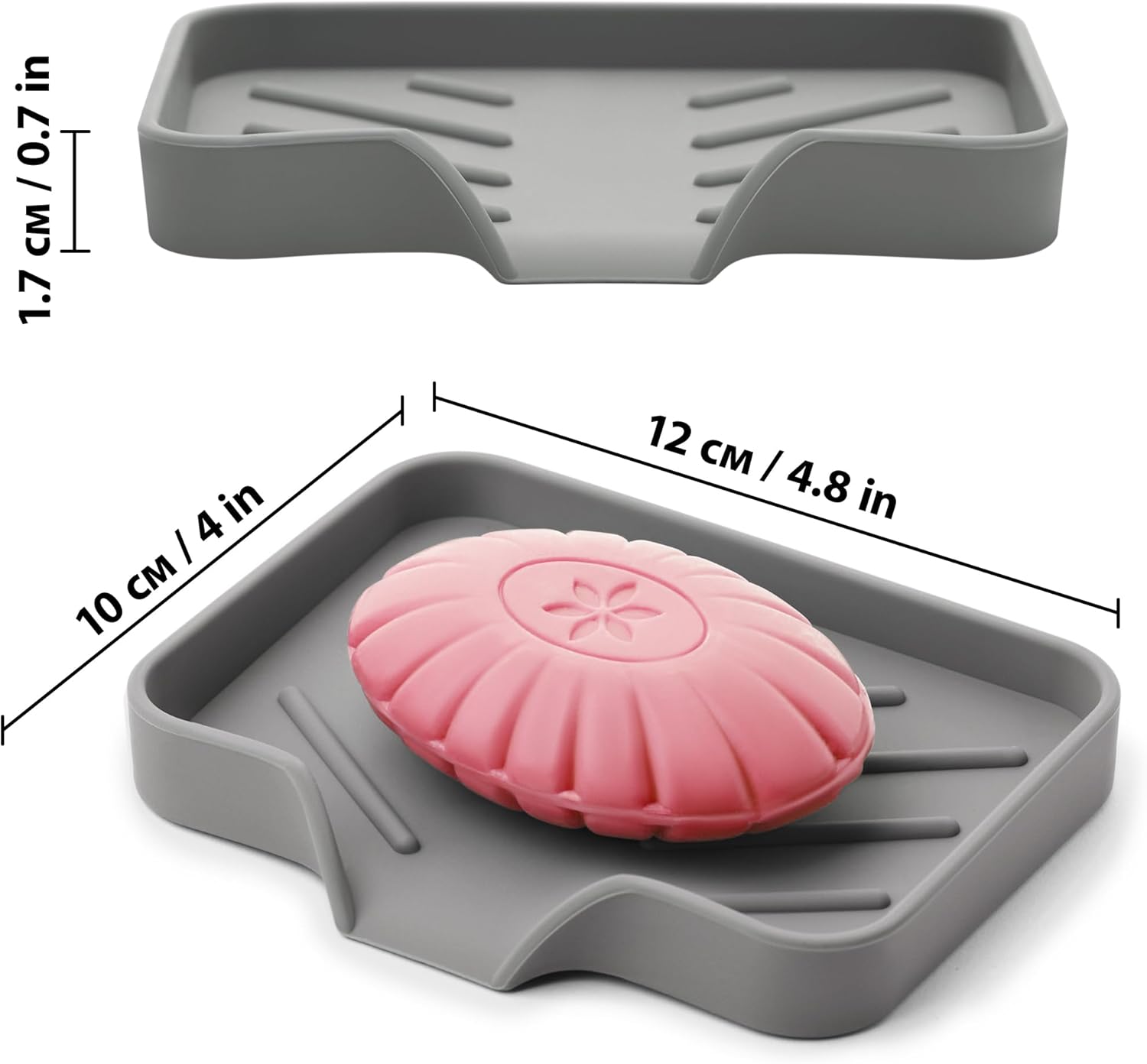 AG Company Silicone Soap Bar Holder - Premium Gray Self-Draining