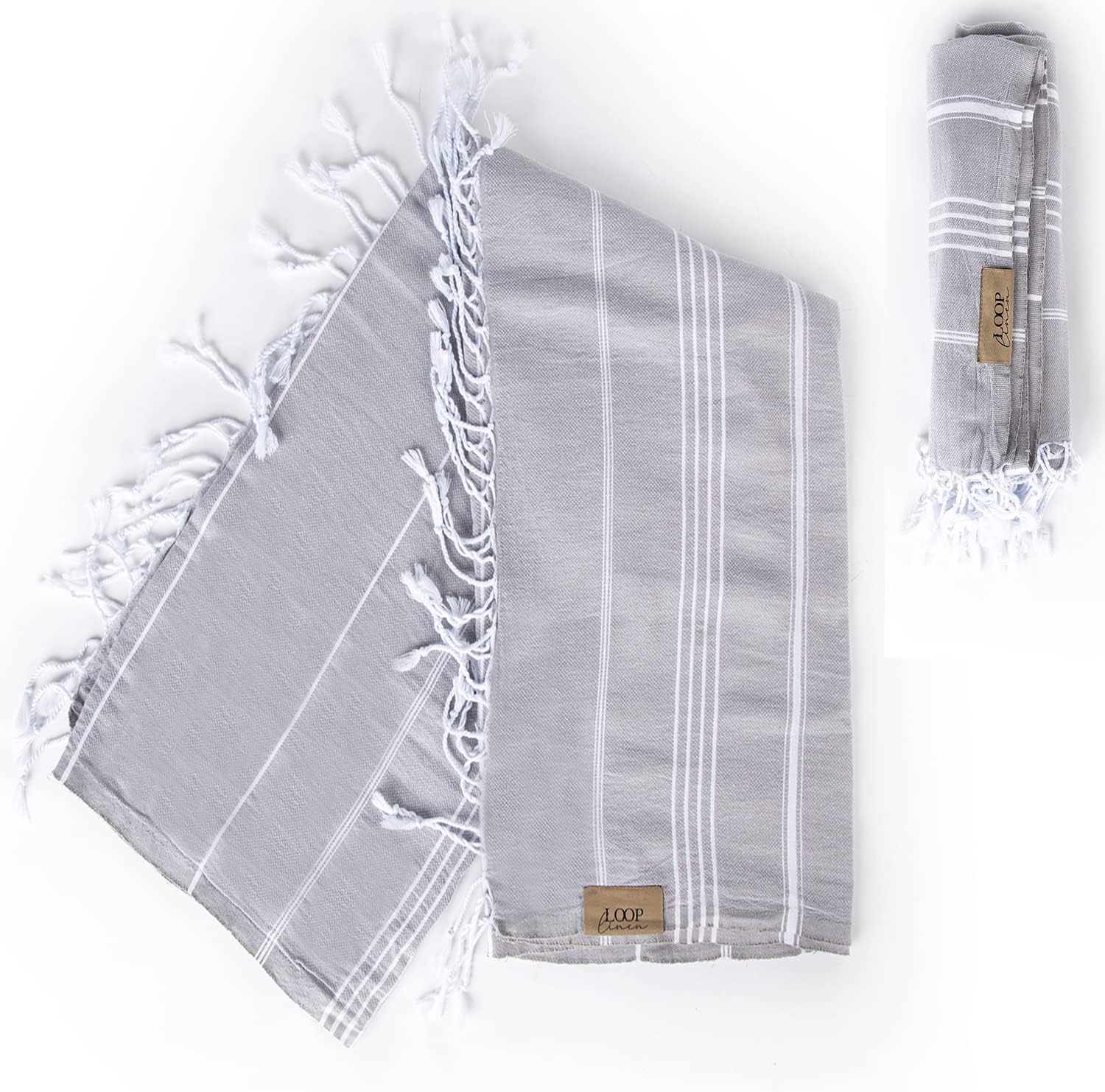 Loop Linen Turkish Beach Towel - Grey