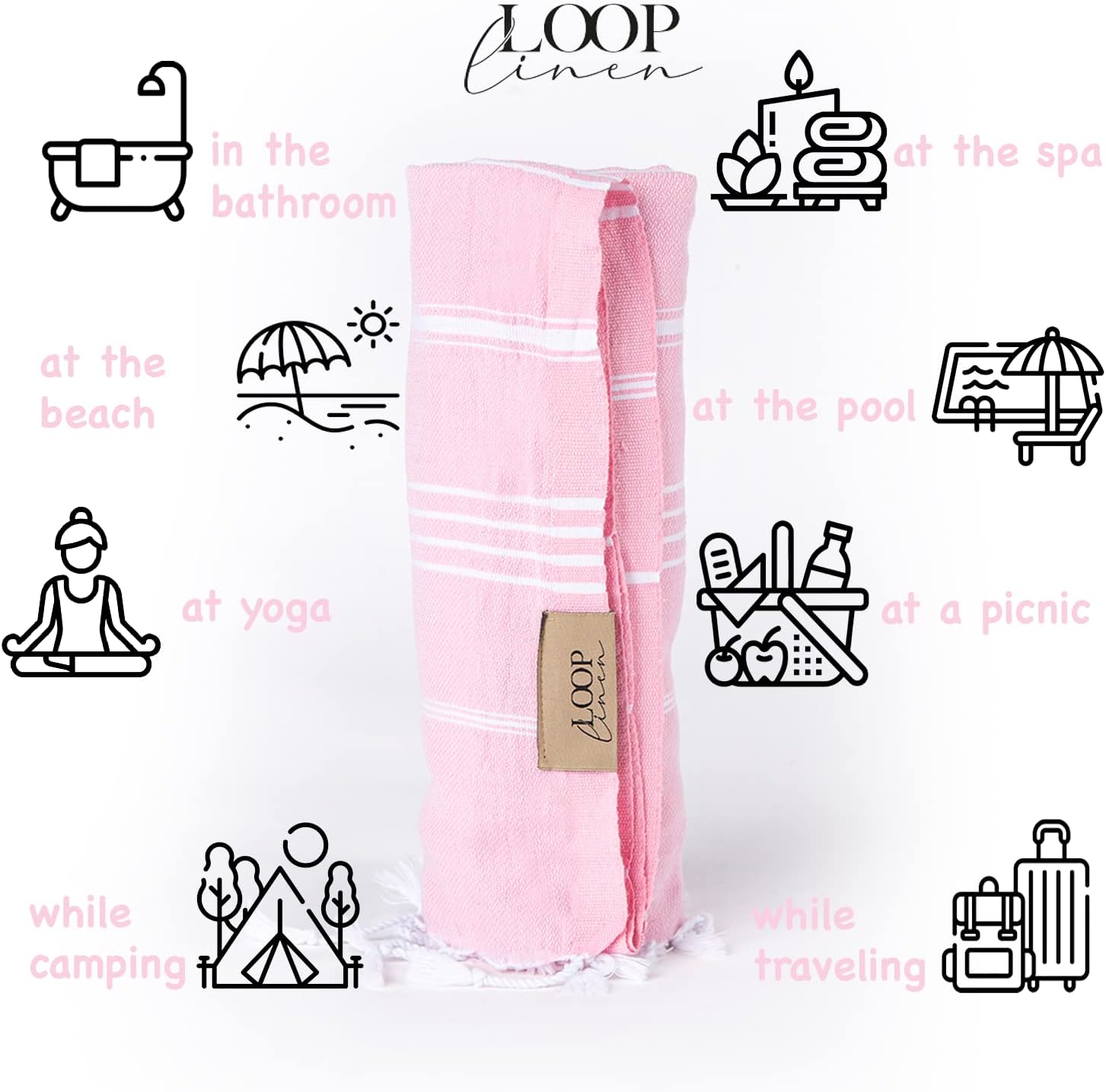 Loop Linen Turkish Beach Towel 37x71