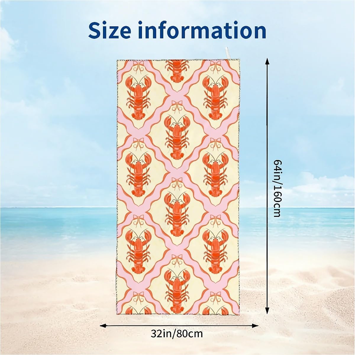 Lobster Fluffy Oversized Beach Towel 32x64 Inch