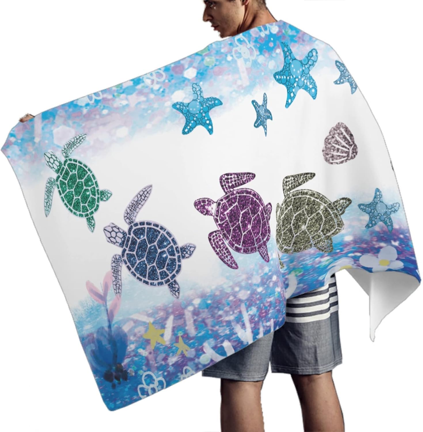 MYSLC Sea Turtle Starfish Beach Towel for Kids Adults 1